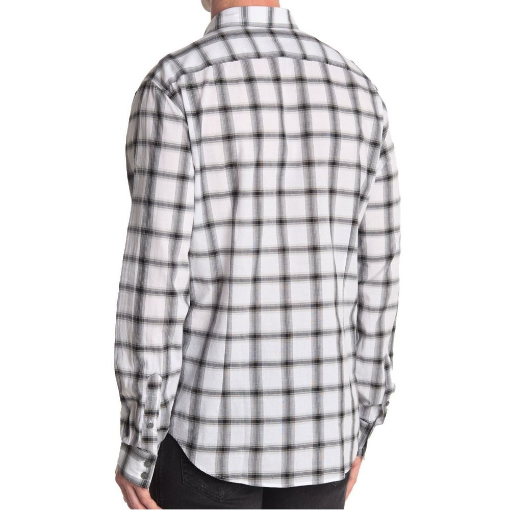 John Varvatos Star USA Men's Long Sleeve Windowpane Plaid Button Front Shirt - Picture 2 of 5